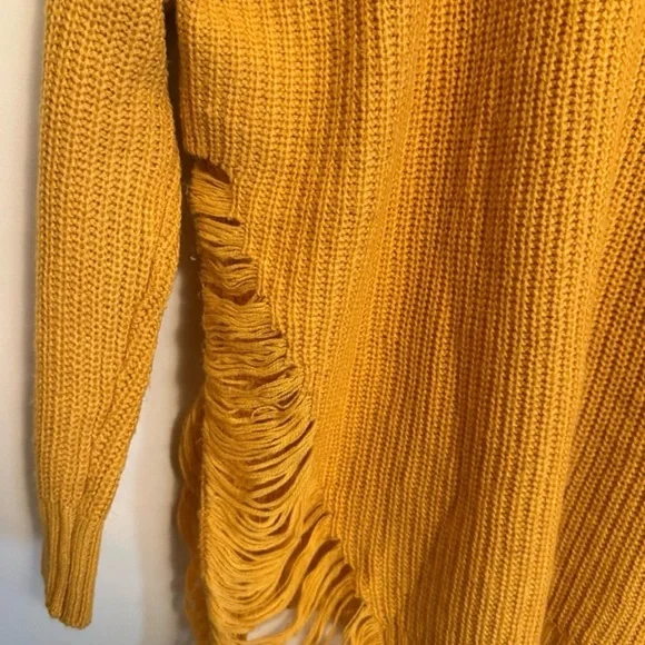 TRENDY THREADS Women's Goldenrod Sweater with Distressed Sides - Picture 3 of 4